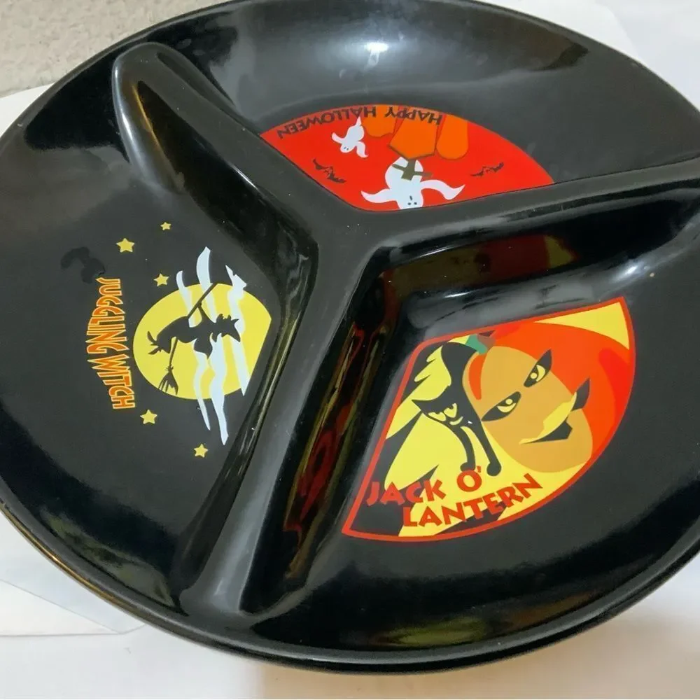 Vintage Target Black Ceramic Divided Halloween Serving Platter